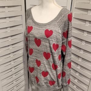 Torrid Gray And Red Heart Sweater Size 2X